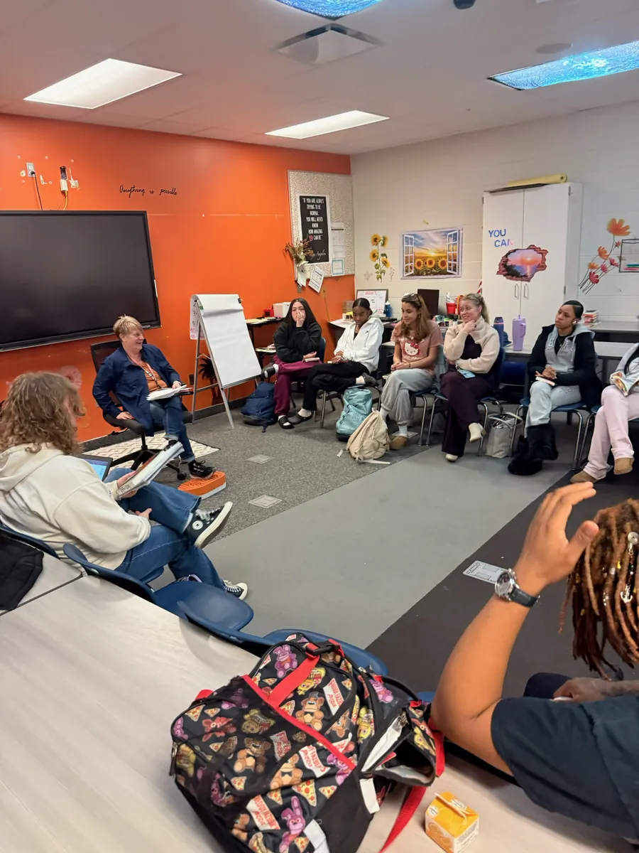 Students in a seminar circle discussion in an LHS classroom