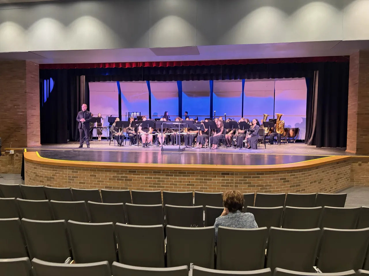 Titan musicians performing on the Lorain High School auditorium stage